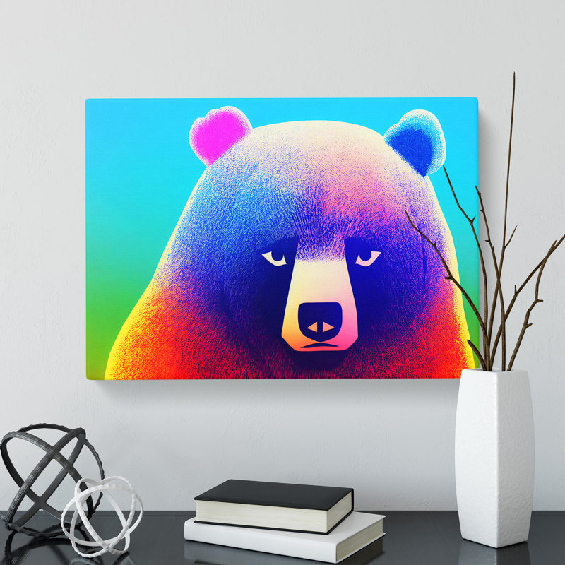 Fascinating Bear - Wrapped Canvas Print, 40cm H x 60cm W x 3cm D