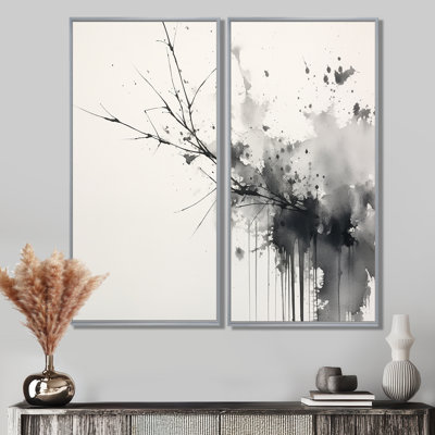 Noir et blanc Pure Serenity I - art mural moderne sur toile 2 panneaux