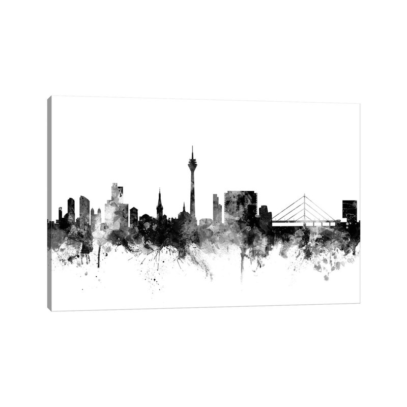 Düsseldorf, Germany In Black & White by Michael Tompsett - Wrapped Canvas Gallery-Wrapped Canvas Giclée