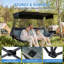 Fauteuil d'extérieur pour 3 personnes, causeuse de plage surdimensionnée pliante avec auvent pare-soleil, porte-gobelets et sac de transport