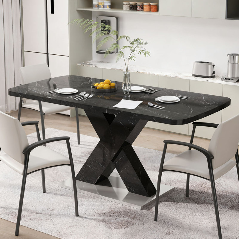 Modern Rectangle Dining Table with Marble Table Top+MD