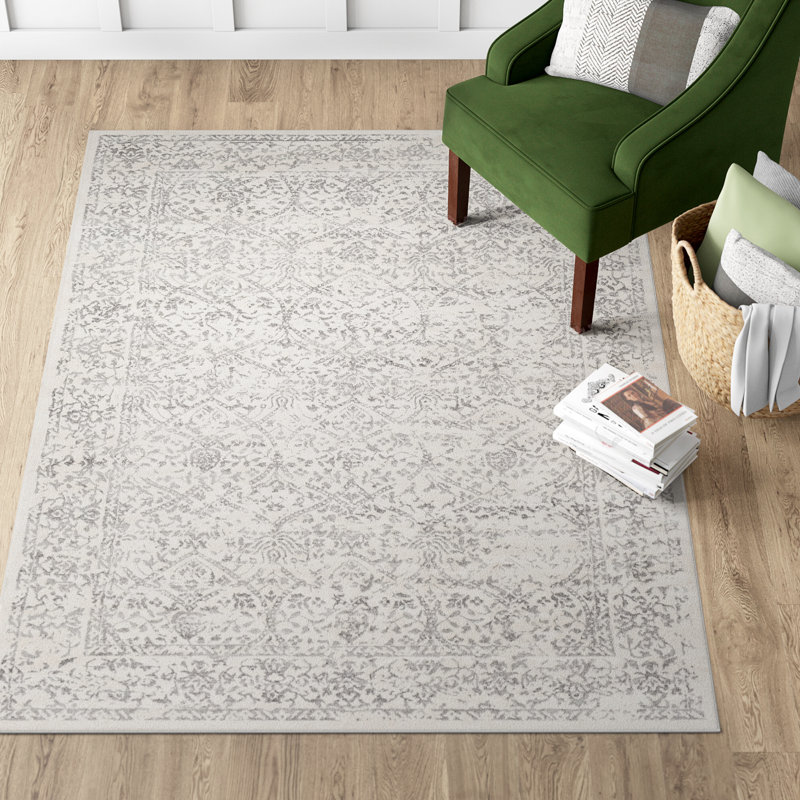 Tapis oriental gris / ivoire DeSoto, Rectangle 5 pi 3 po x 7 pi 1 po
