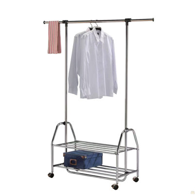 Barre à vêtements extensible en métal chromé