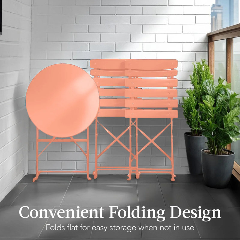 Folding Patio Bistro Set, Coral