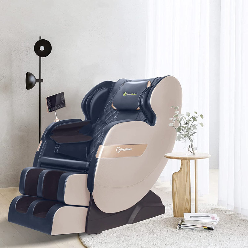 Fauteuil de massage chauffant pour le corps en similicuir, Similicuir kaki