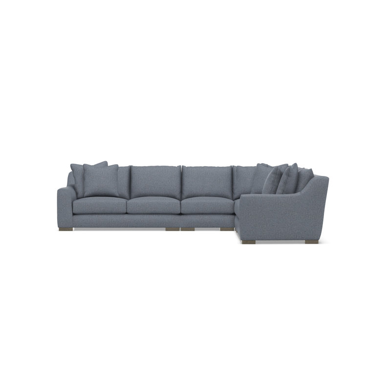 Gabi 5-Piece Fabric Sectional, Teal Polyester, 35" H x  140" W x 110" D, Right Hand Facing