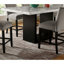 Ensemble de salle à manger 7 pièces à hauteur de comptoir avec plateau en marbre véritable et 6 chaises hautes en flanelle rembourrée, convenant à une atmosphère clémente rectangulaire avec garniture cloutée blanche ou grise