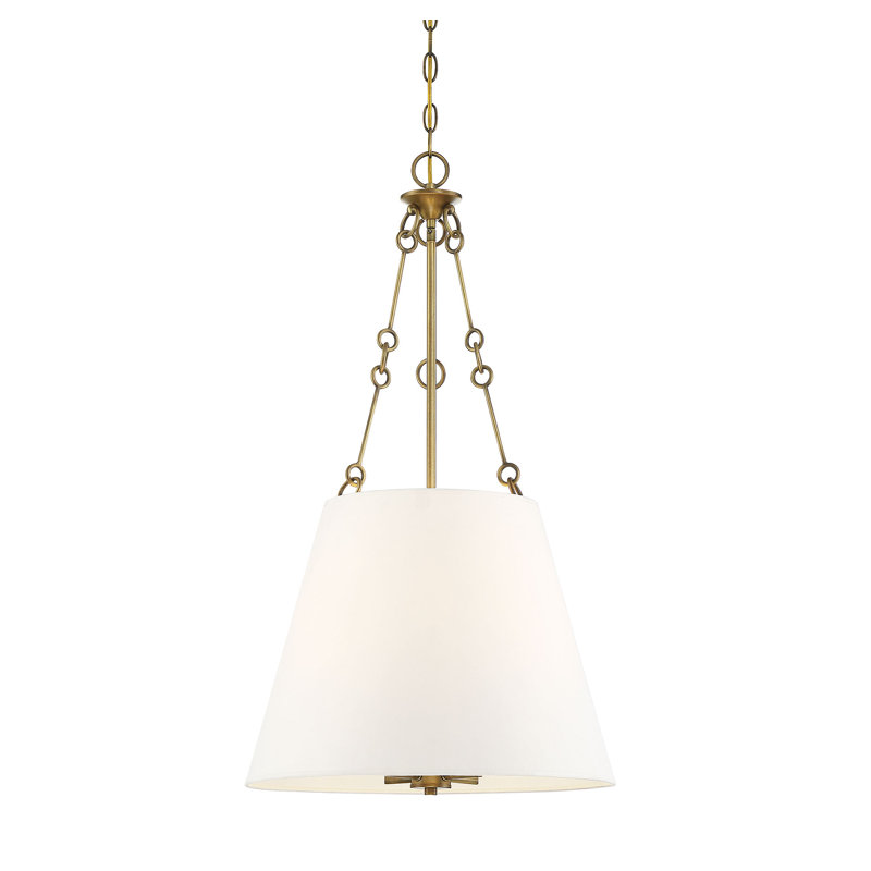 Luminaire suspendu conique en tissu à 4 lumières à intensité variable Lodi, Laiton chaleureux