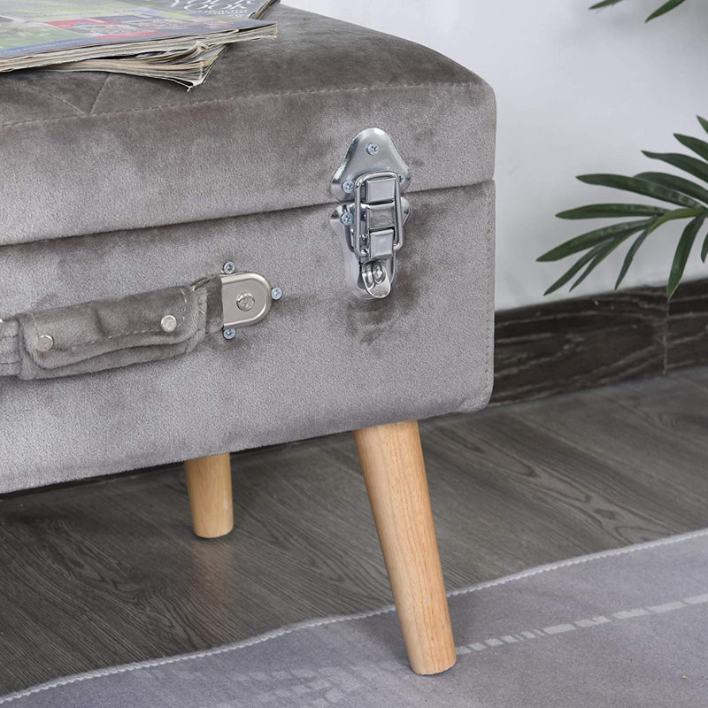 Uddevalla 51cm Wide Rectangle Solid Colour Footstool Ottoman with Storage