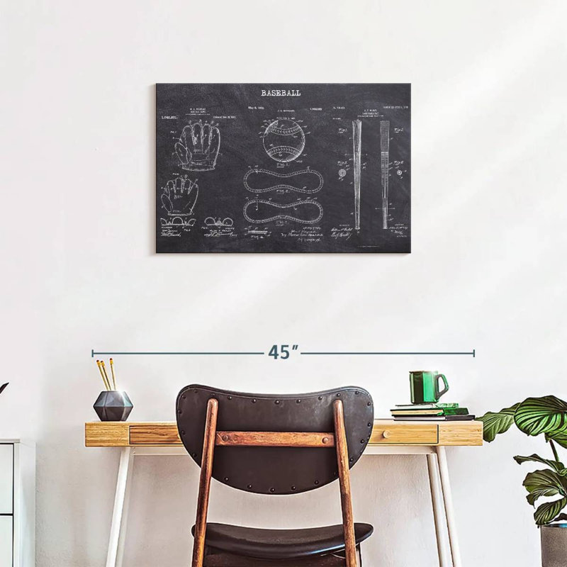 Baseball Patents, reproduction sur toile, H 20 po x l 30 po x P 1,25 po