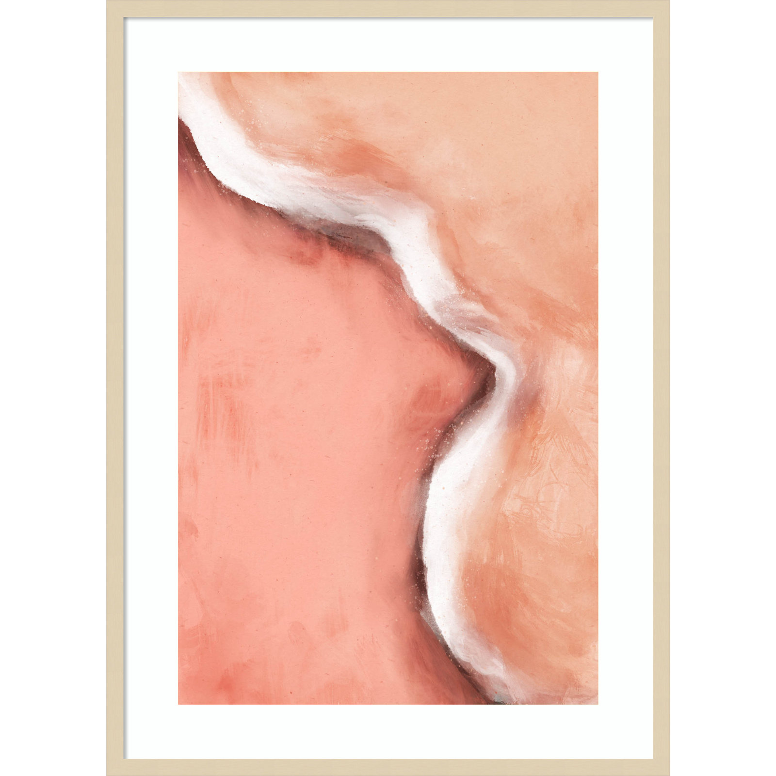 Peachy Wave by Treechild Wood Framed Wall Art Print, Brown, 41" H x 30" W