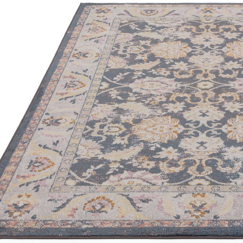Hupper Farah Machine Woven Grey Area Rug, Rectangle 66 x 240 cm