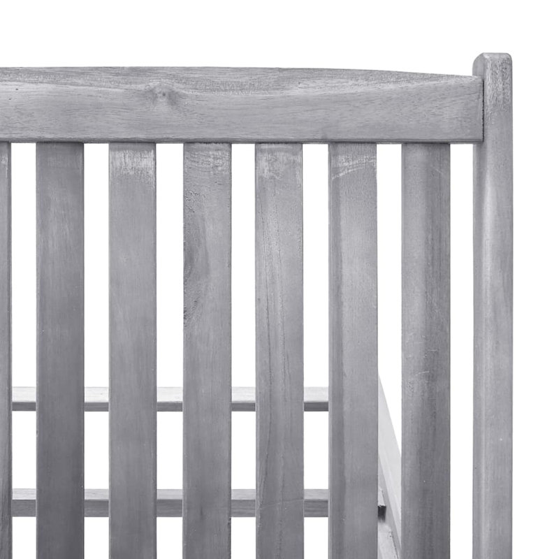 Sun Lounger Grey Wash Solid Acacia Wood Standard Height Adjustable Outdoor Recliner, 2