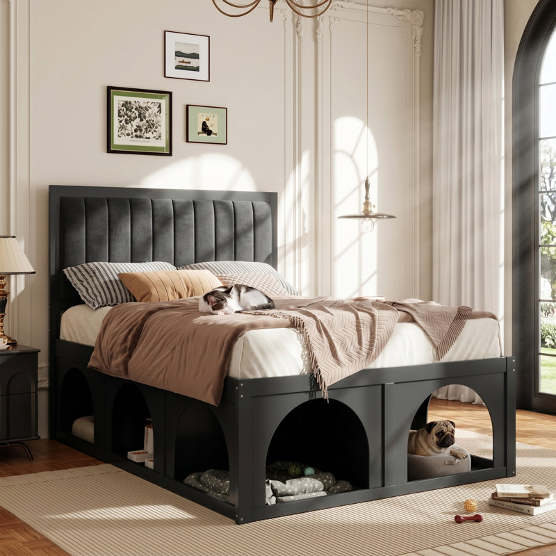 Structure de lit robuste Endicott, Black, Double
