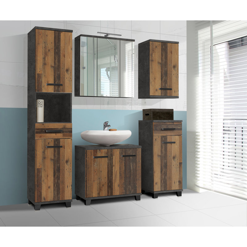 Aceituno Bathroom Cabinet, Dark Grey Concrete/Vintage Old Wood