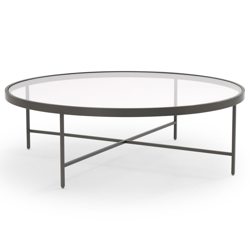 Vienna Large Round Coffee Table - Glass Top, Pewter