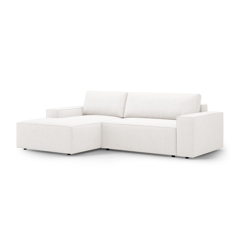 Alisbha 3 Seater Boucle Sofa Bed, Left Hand Facing, White