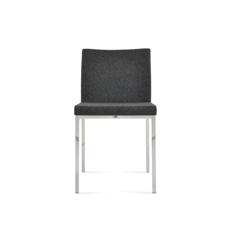 Chaise d'appoint en métal Aria, Laine gris foncé, Chrome
