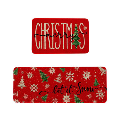 2 Pcs Christmas Kitchen Rugs And Mats For Floor Non Slide Backing Mat Merry Christmas Kitchen Decor Kitchen Rug Sets Xmas Decor 16x24in+16x48in