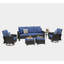 TL Un canapé trois places + deux chaises pivotantes + deux repose-pieds + une table d'appoint-1449545153