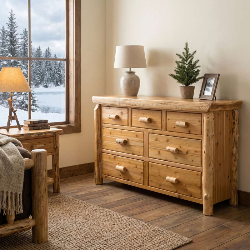 Fireside Lodge Cedar Log Seven Drawer Dresser - Vintage - Premium Line, Vintage