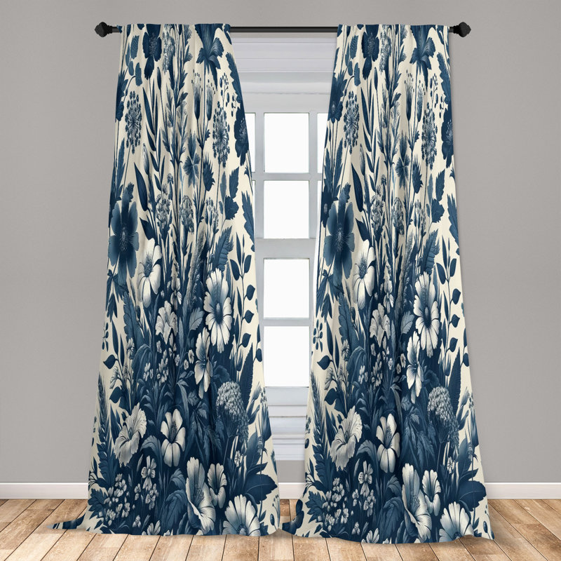 Ensemble de 4 rideaux bleu marine Ambesonne, L 56 po x L 84 po