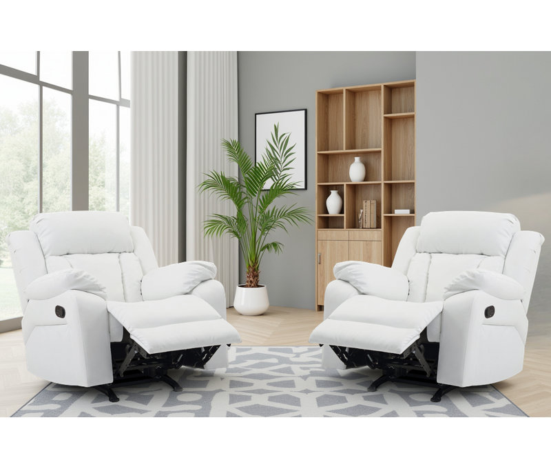 Ensemble de 2 fauteuils inclinables Novellara, Blanc