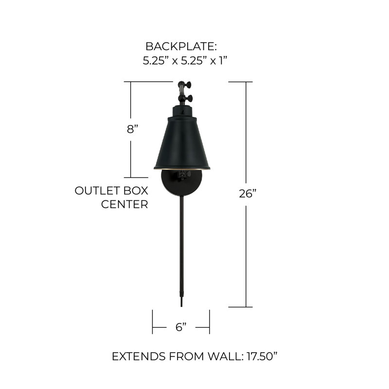 Swing Arm Sconce, Matte Black