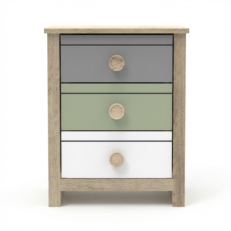 Bustillo Contemporary 23" H 3 Drawer Nightstand, Oslo Oak