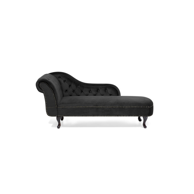 Jeb Velvet Chaise Lounge, Black, Left Hand Facing