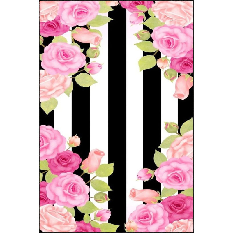 Tapis à rayures rose et rose, Rectangle 3 pi 4 po x 6 pi 7 po