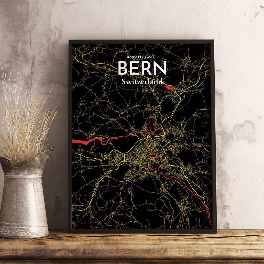 Bern City Map - No Frame Print