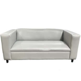 Modern Sofa Gray Faux Leatherette