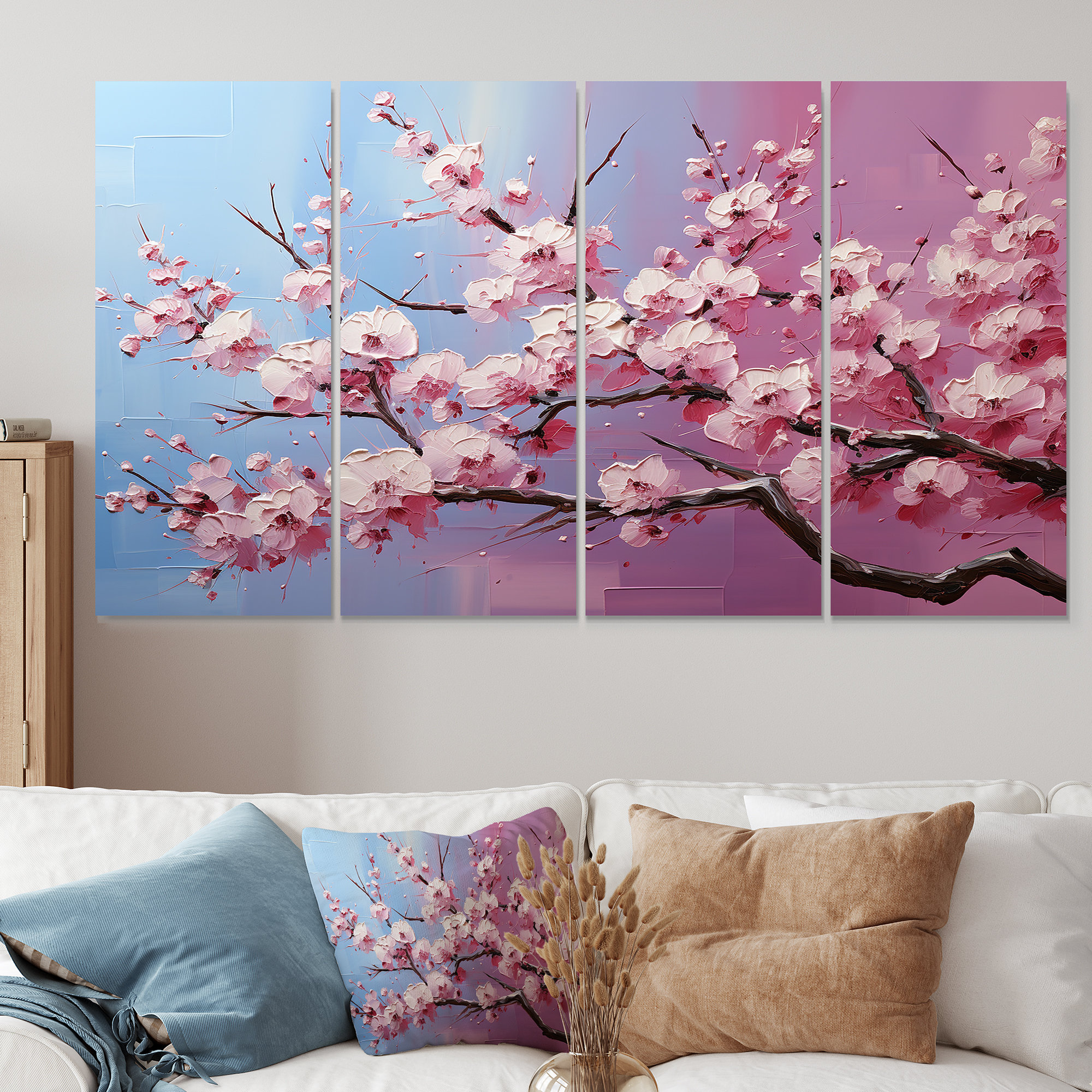 Lark Manor™ Pink Whispering Cherry Blossoms I - Flowers 4 Piece Wall ...