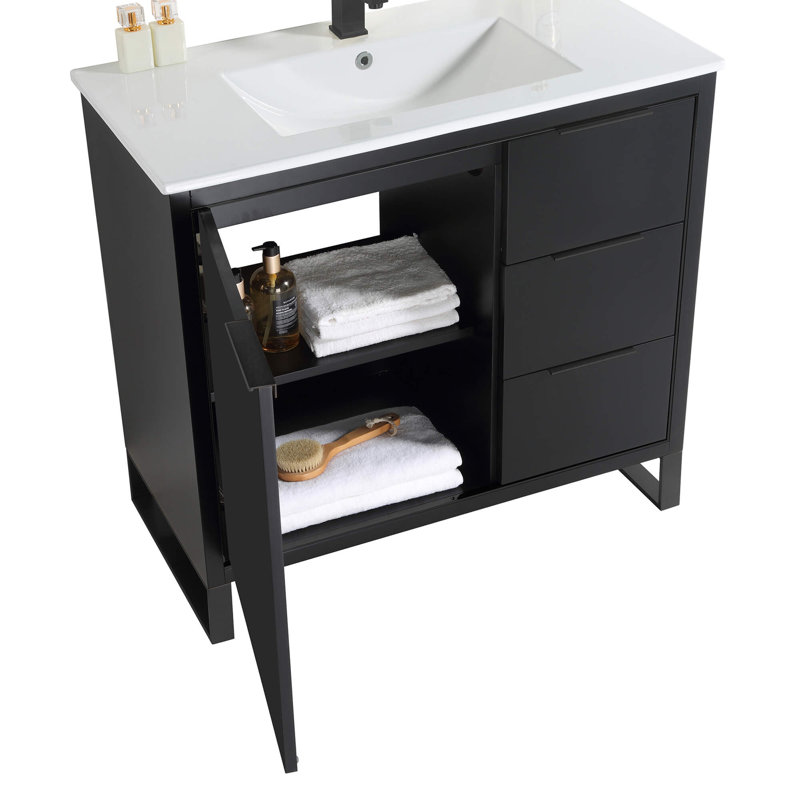 Ensemble de meuble-lavabo simple 36 po, Noir mat, Noir mat