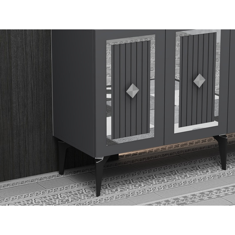 Olivia 79cm Sideboard, Anthracite/Silver