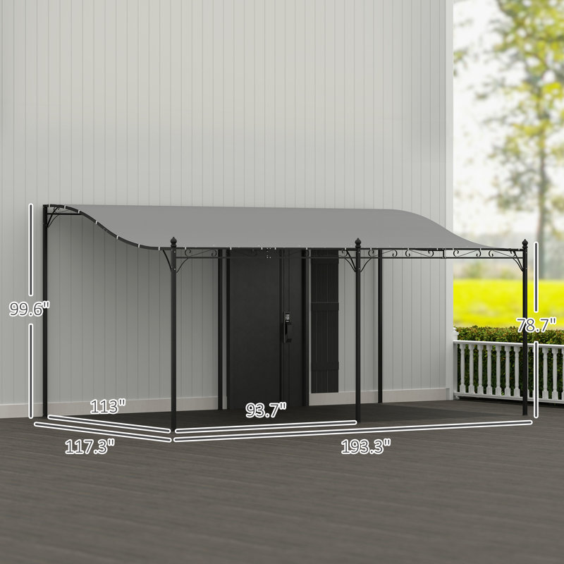 10' x 16' Outdoor Pergola Canopy, Metal Patio Canopy with Weather-Resistant Fabric and Drainage Holes for Backyard, Garden, Porch, Beach, Dark Gray