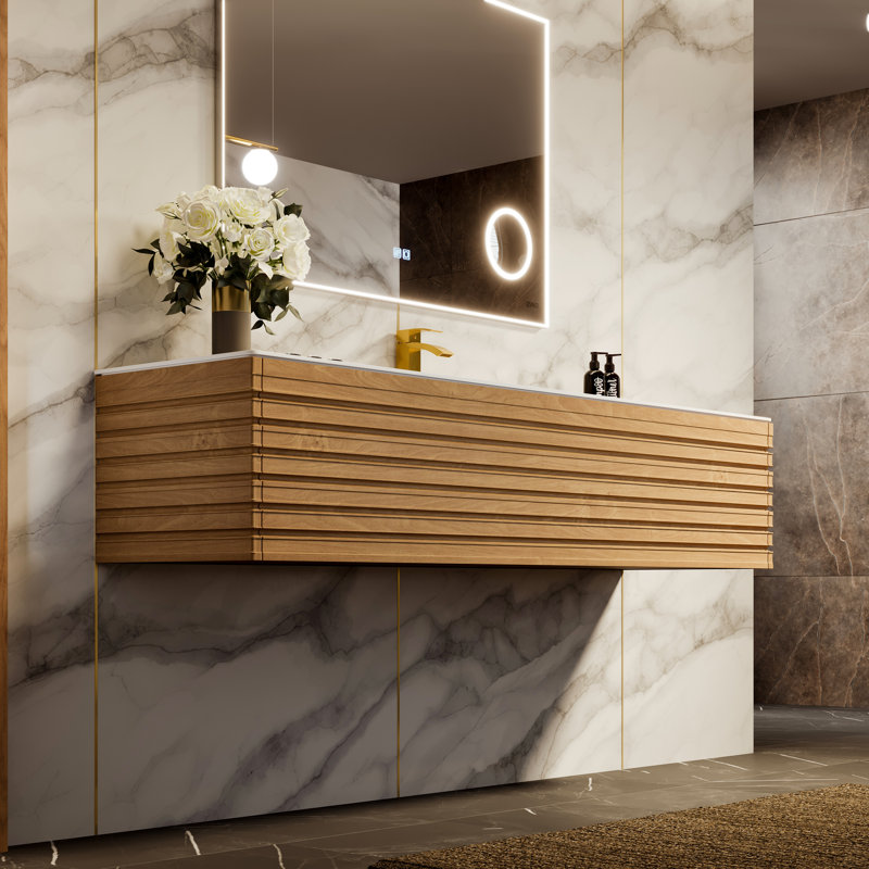 Kambri 55.12'' Single Bathroom Vanity with Solid Surface Top