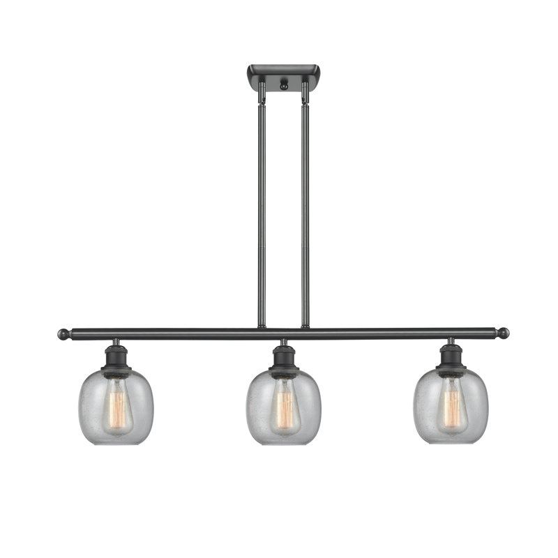 Luminaire suspendu linéaire à 3 lumières pour îlot de cuisine Carlucci, Ampoule DEL 6 watts Vinage, Grainé, Noir mat