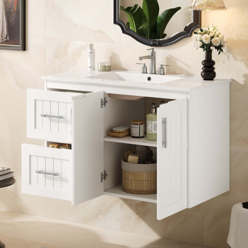 Meuble-lavabo mural 36 po, Blanc
