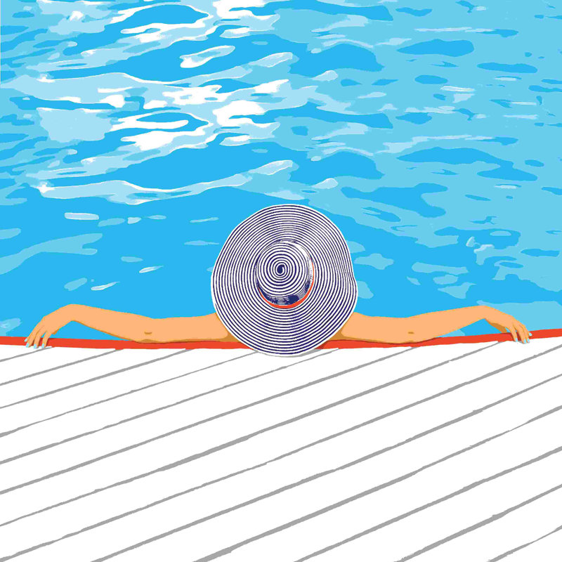«Hat and Pool», impression sur toile tendue, L 12 po x H 12 po
