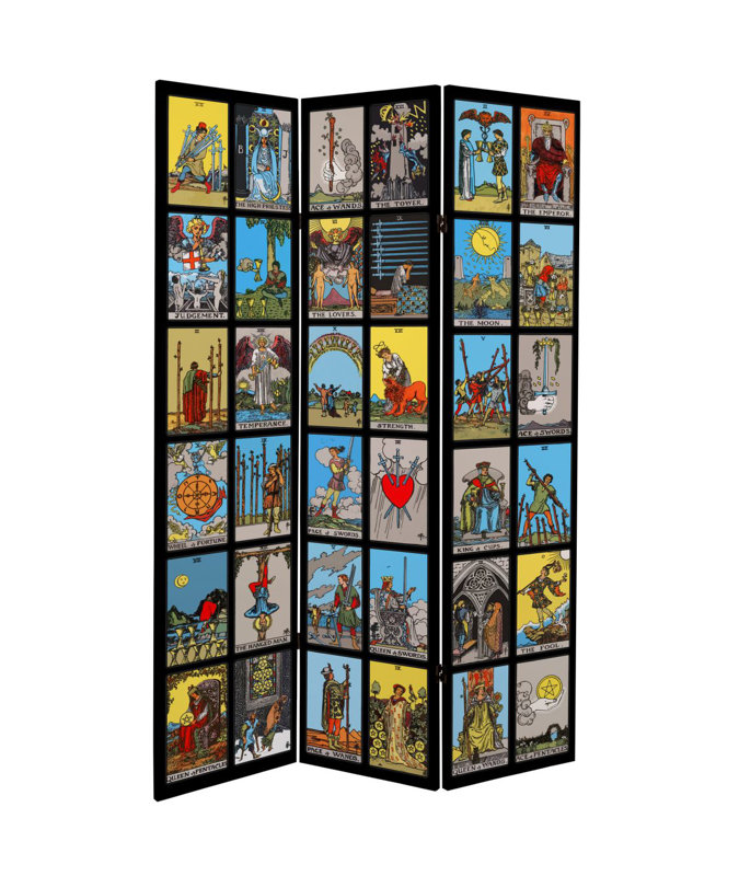 Mulfo Mystic Tarot Canvas Room Divider, 71" H x 47.25" W x 1" D