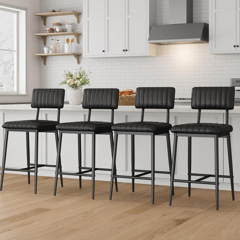 Upholstered Counter Stool with Metal Frame, 3