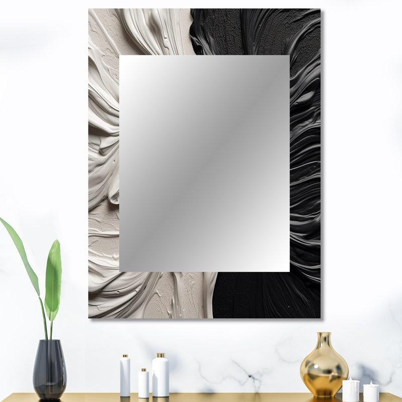 Miroir mural décoratif noir et blanc marbré Dreamscape III, 40 po x 30 po