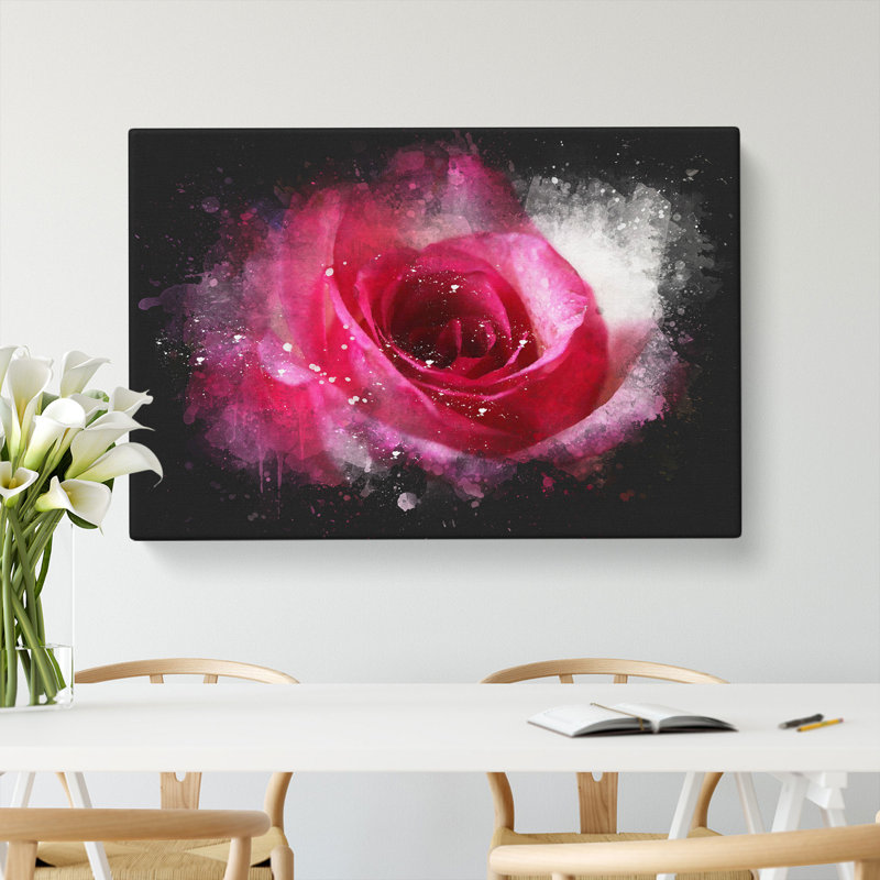 Pink Rose Flower Vol.7 - Wrapped Canvas Print, 50cm H x 76cm W x 3cm D