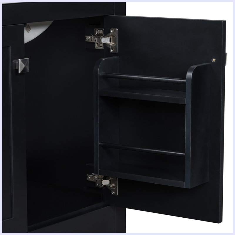 Meuble-lavabo moderne avec lavabo simple et tiroir, Noir