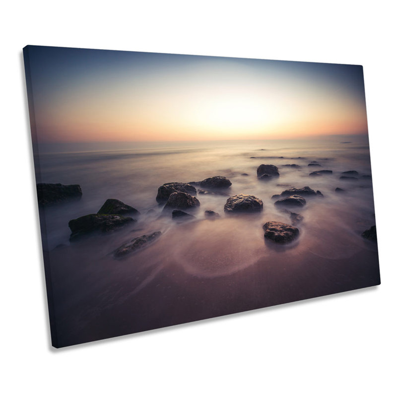 Misty Seascape Beach - Wrapped Canvas Print, 81.3cm H x 121.9cm W