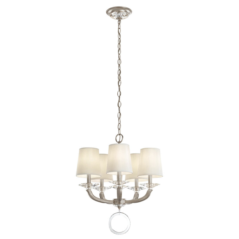 Emilea 5 - Light Glass Chandelier, Antique Silver