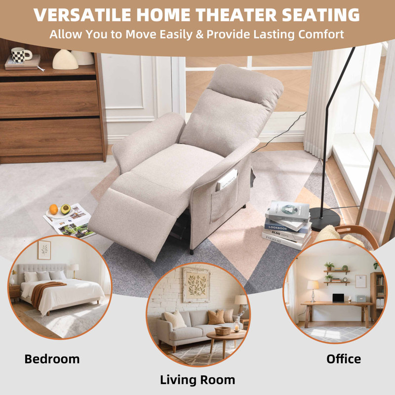 Electric Convertible Sleeper Sofa Bed with High-Quality Linen, Ergonomic Backrest & Side Pocket, Space-Saving, Brown, Brown