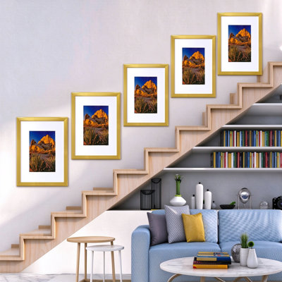Ensemble de 5 cadres photo 8×10, cadres muraux en PVC avec verre PS et passe-partout sans acide – Affichage horizontal/vertical pour photos, œuvres d'art, certificats